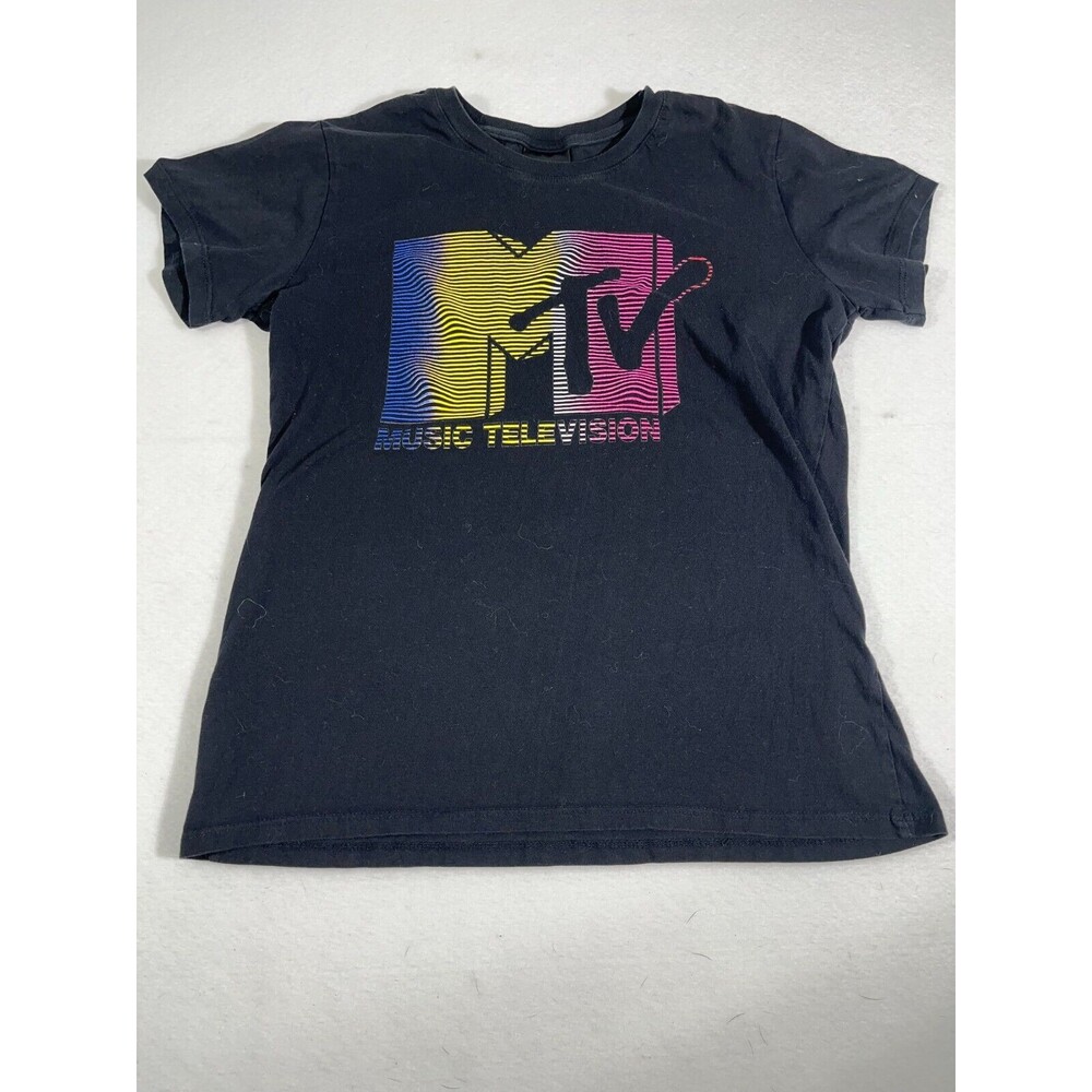 MTV Music Television Relaxed Fit Black T-Shirt Size S Unisex Small Retro Look